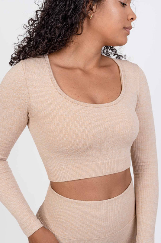 Performance Long Sleeve ribbed nude